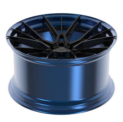 21 Zoll 2-teilige geschmiedete Aluminiumlegierungsräder, polierte blaue Lipgloss-schwarze Scheibe