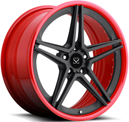 21inch 9.5J fertigte Leichtmetallfelgen 2-PC für Ferrari 458 Speciale besonders an, das rotes Glanz-Schwarzes Räder schmiedete