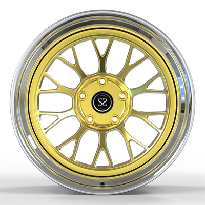 Tiefes Teller-Gold2-teilige geschmiedete Räder polierten Kanten des Rad-negative Ausgleich-19X12j Porsche Gt4