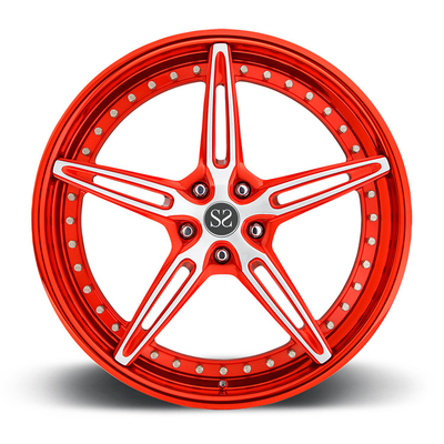 Kundengebundenes rotes 2-PC schmiedete Leichtmetallfelgen für Ferrari/Kante 22&quot; Legierungs-Auto-Kanten 5x114.3