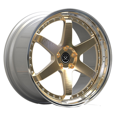 Gebürstete Goldspeiche 2PC schmiedete Räder, die 19inch Polierlippe für Audi S3 schwankte