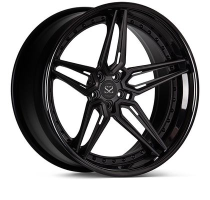 A6061 Aluminium-Schmiedefelgen 2-teilig in Schwarz Hochglanz für Luxusautos