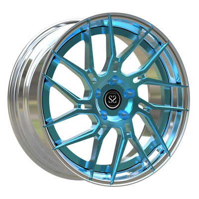 20*8.5 polierte 2-teilige geschmiedete Räder, die Blau Speichen für T6 trat Lippenkanten bürstete