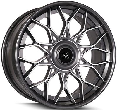 Grey Machined Face 3PC schmiedete Rad-kundenspezifische Kanten 22inch für Tesla Model 90mm