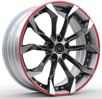 19x8.5ET9 /19x10 ET19 Glanz Schwarz Fenster Weißes Gesicht Und Roter Ring Für 2001 E39 M5