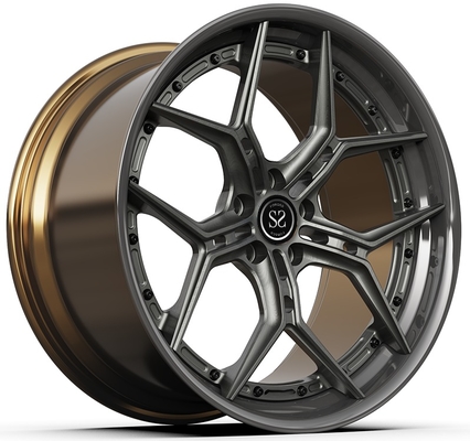 20x9 ET35/20x10 ET40/5x112/66.6 Graue Scheibe und satiniertes Bronze-Felgenbett 2-teilige Felgen Luxus-Autofelgen Felgen für Universal-Autos