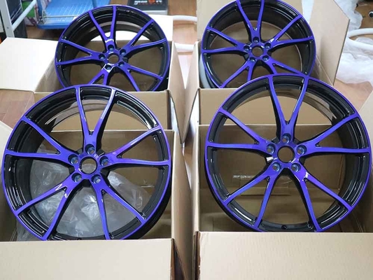 22x10.5 Custom Schwarz und Blau 1-teilige Schmiedefelgen für Audi RS4