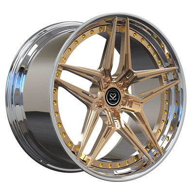 Polished Lip and Gloss Bronze 19x10 and 19x12 Custom 2-PC Rims for  Camaro