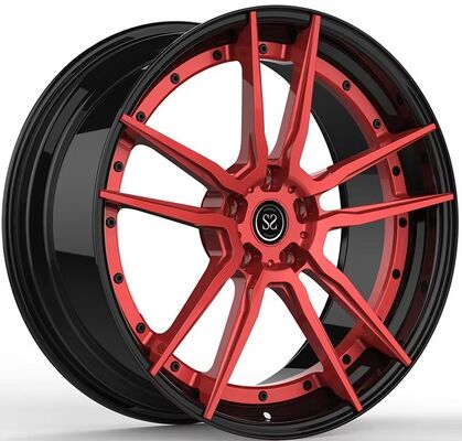 BMW X6 M F96 21x10.5 und 21x11 Custom 2-teilige Felgen Rote Oberfläche und glänzend schwarze Betten