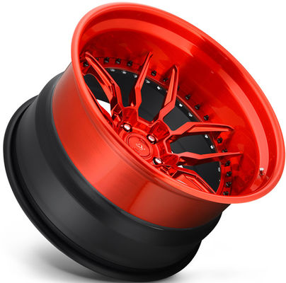 1990 Mustang 18x8.0 und 18x10 Glanzrot Custom 3-PC geschmiedete Räder