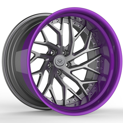 Matte Gun Metal Disc Lip-Purpur-Aluminiumleichtmetallfelgen 2-teiliges 19inch S5 19x9.5 19x12 schwankten Auto-Räder
