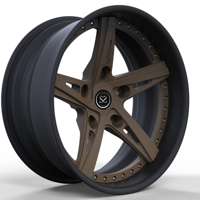 2-teilige Bronzemitte Matte Black Face Forged Rims 20x9 20 Zoll-Richtungslegierungs-Verteidiger-Räder