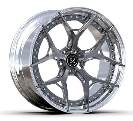 Kundenspezifische Metallscheibe 5x112 20 der Leichtmetallfelge-6061-T6 polnische Barrel+Gun 2-PC 21 Zoll gepasst zu Audi RS5 B5