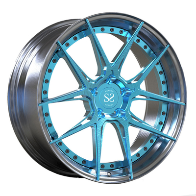 Für geschmiedeten PC VW T5 2 bürstete Mitte blaue Räder, die 21inch Legierungs-Auto-Kanten polierte