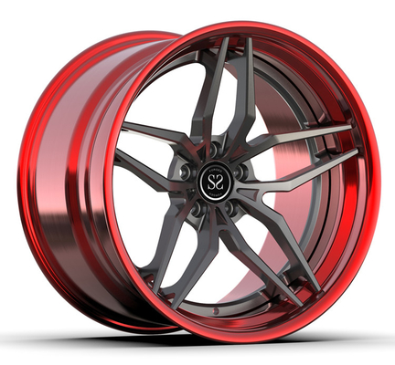 Geschwankte 3-teilige geschmiedete Legierungs-Auto-super konkave Kanten Grey Red Wheels Fors 20inch