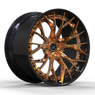 Poliertes Bronze-Scheiben und glänzend schwarze Trommel Custom 2-teilige geschmiedete Felgen in 18, 19, 20, 21, 22 und 23 Zoll